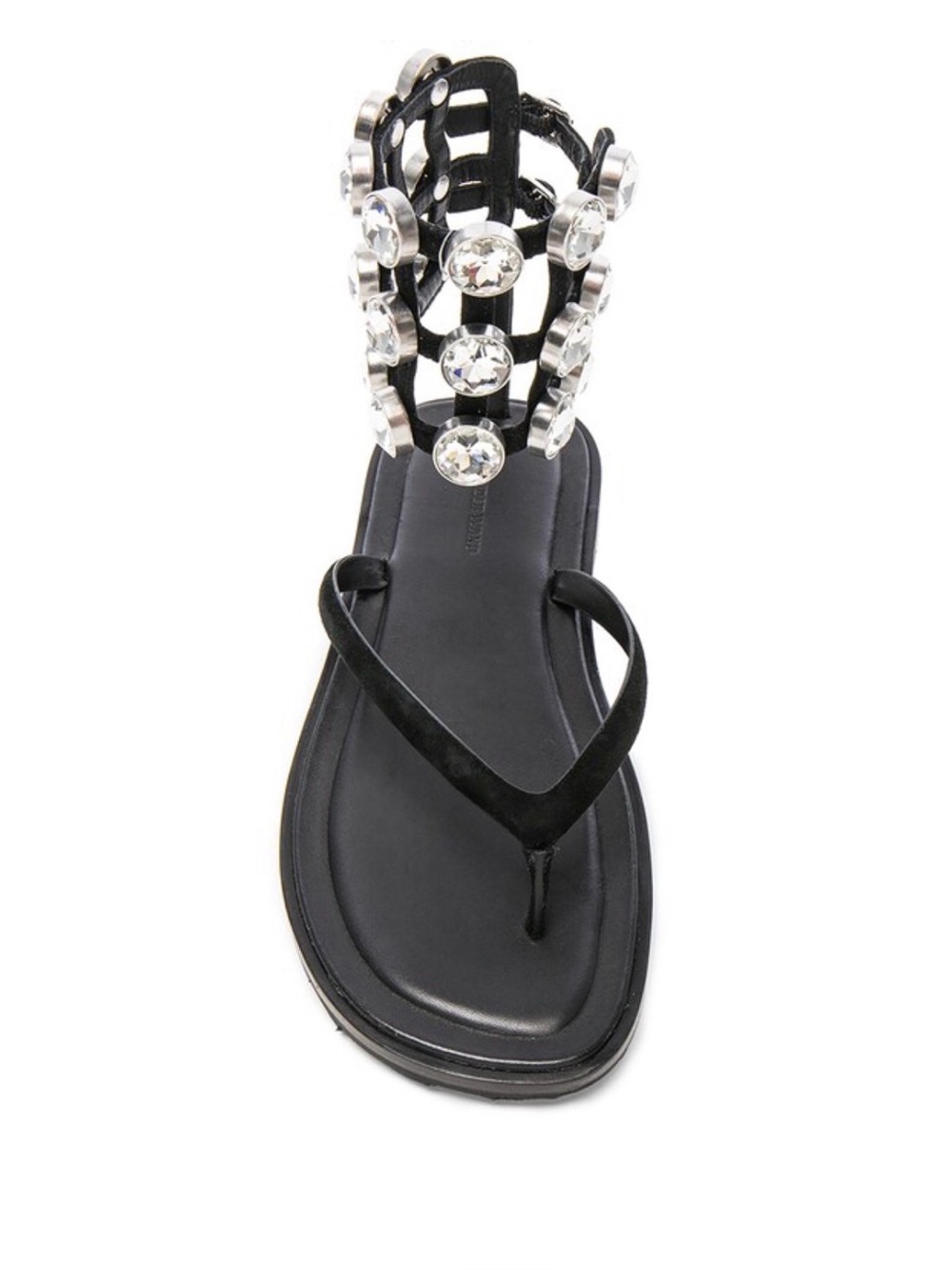 ALEXANDER WANG Leather Aubrey Sandals in black size 10 (40) Swarovski